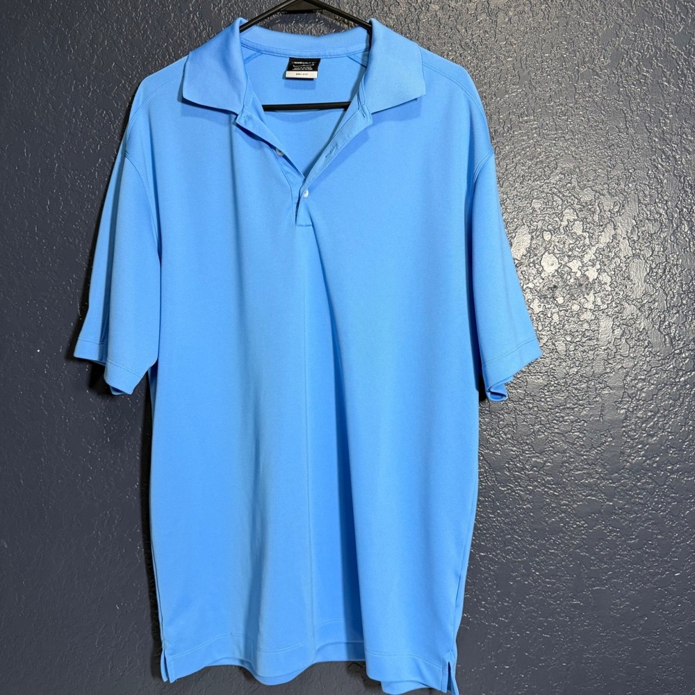 Nike Golf Dri-Fit‎ Polo Shirt Men's Large Blue Short Sleeve Athletic
